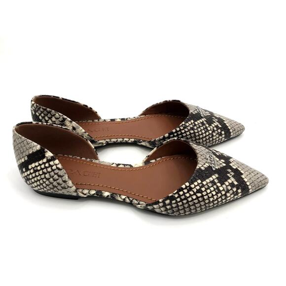 Coach Women's Snakeskin D'Orsay Pointed Toe Flats Size 6 NEW - Picture 1 of 11